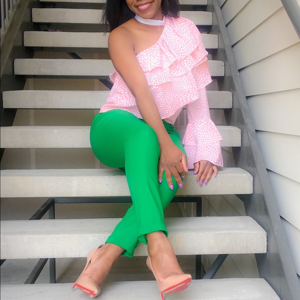 One shoulder ruffle top